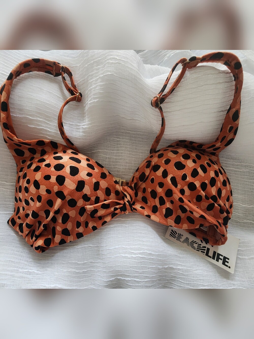 NWT Beachlife Terracotta Leopard Animal Print Underwire Bikini Top - Size 36C